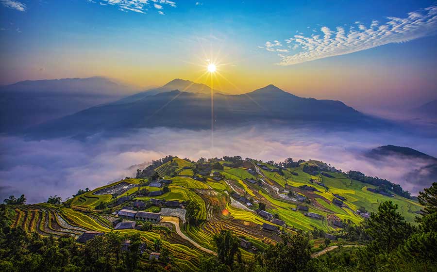 Hoang Su Phi terraced rice fields - A brocade painting in the middle of the sky